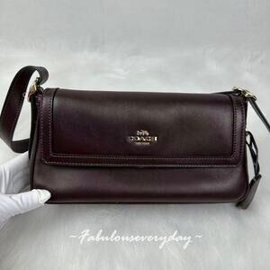 Coach Etta Small Flap Shoulder/Crossbody Bag In leather/IM/Espresso CCV63 NWT